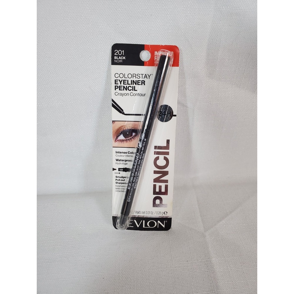 Revlon ColorStay Eyeliner Pencil 201 Black Waterproof 24HR Smudger Sharpener NEW
